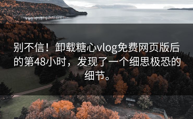 别不信！卸载糖心vlog免费网页版后的第48小时，发现了一个细思极恐的细节。