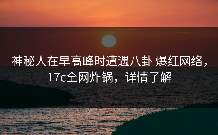 神秘人在早高峰时遭遇八卦 爆红网络，17c全网炸锅，详情了解