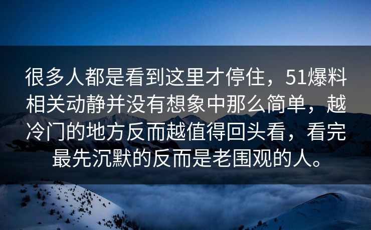 很多人都是看到这里才停住，51爆料相关动静并没有想象中那么简单，越冷门的地方反而越值得回头看，看完最先沉默的反而是老围观的人。